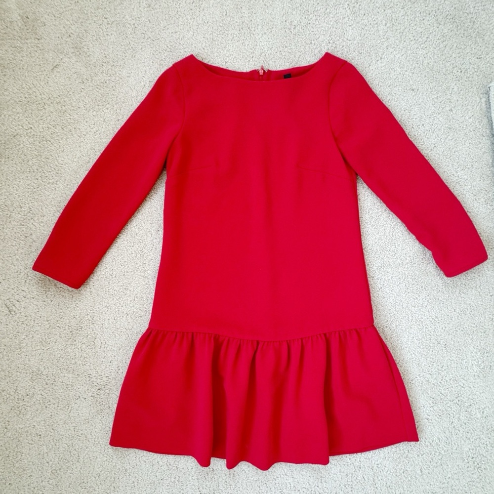 J. Crew Red Long Sleeve Dress